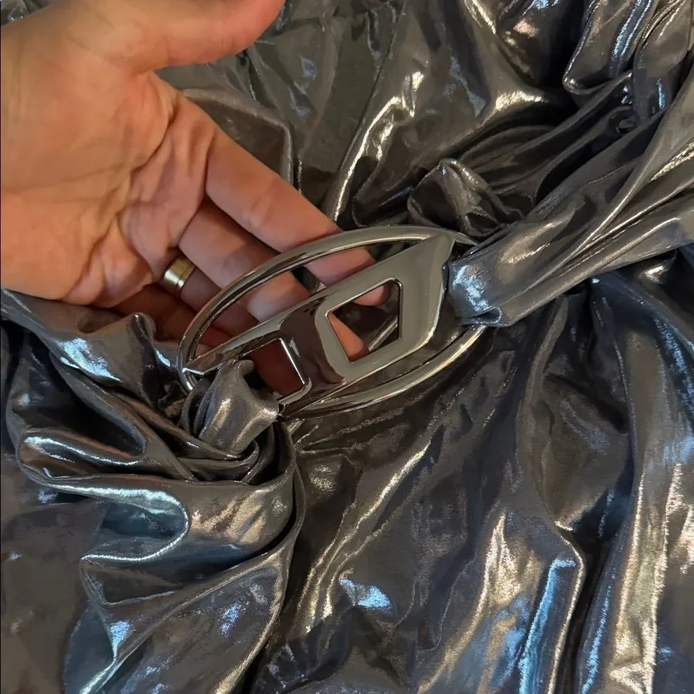 Diesel Shiny Gray High-Waisted Skirt M - Picture 7 of 10